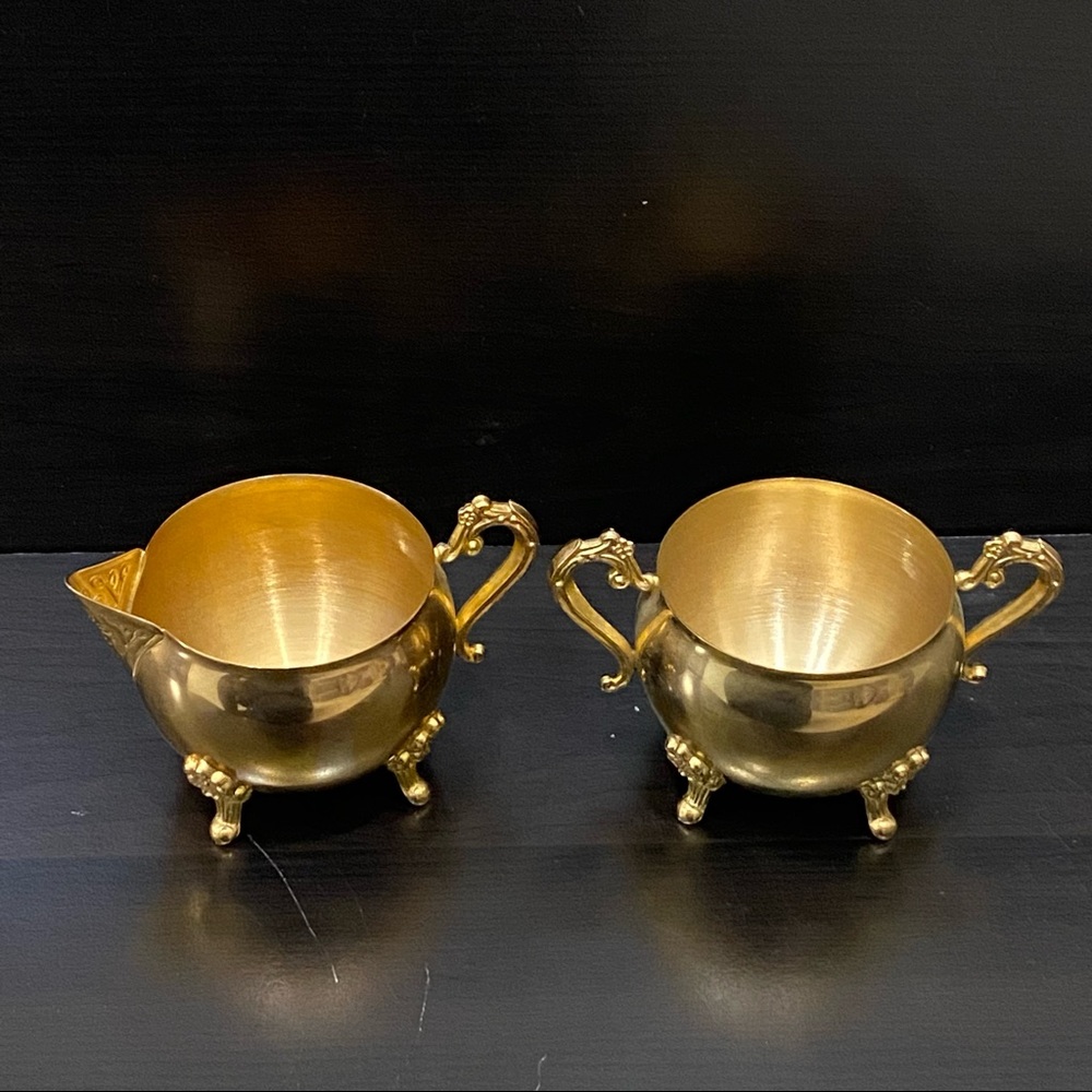 Vintage Ornate Gold Plated Sugar & Creamer Set